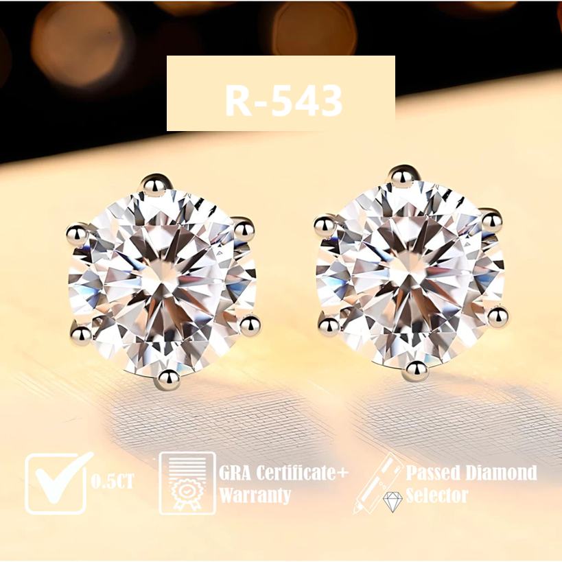 Earrings Moissanite 0.5CT Anting Silver 925-18K - BOXALOTA