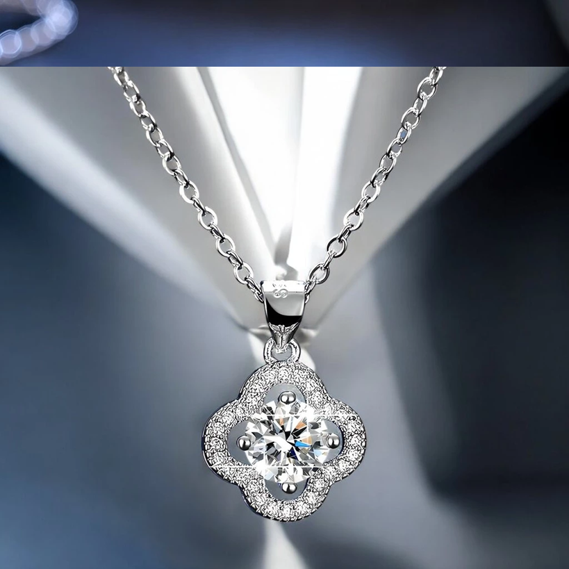 Necklace 1.0CT 925 Silver Necklace 18K Gold Plated - Moissanite - BOXALOTA