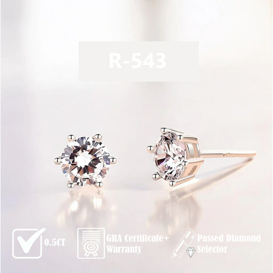 Earrings Moissanite 0.5CT Anting Silver 925-18K - BOXALOTA