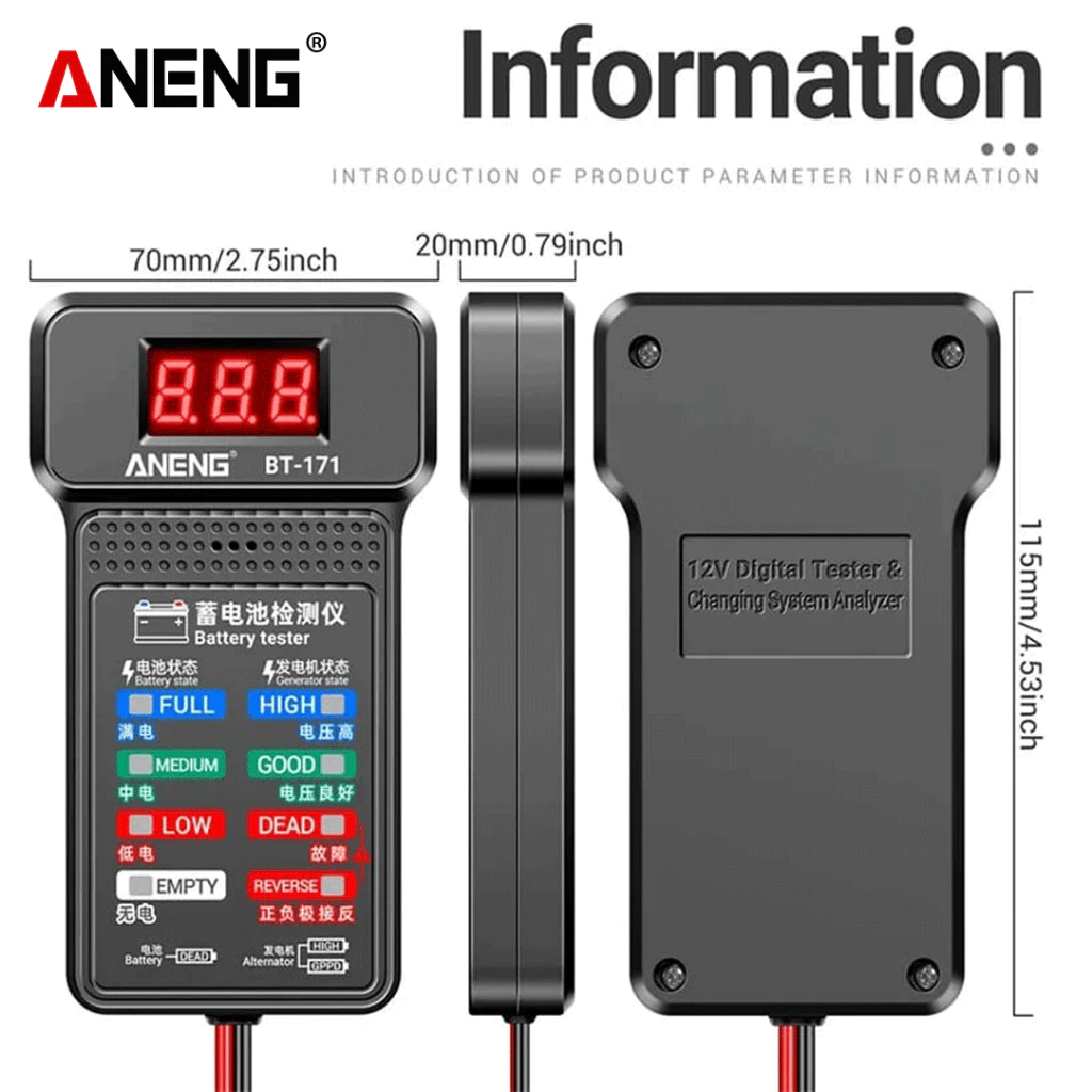 Aneng BT171 Panel Indicator Battery Tester - BOXALOTA