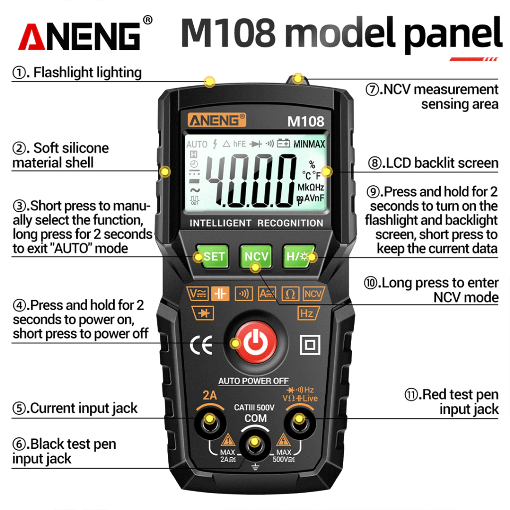 M108 Digital Multimeter is a compact - BOXALOTA