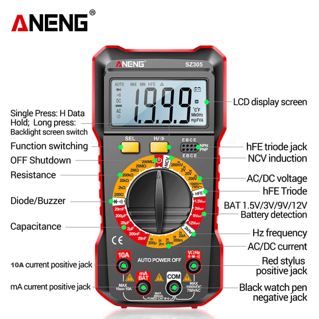 Aneng SZ305 Multifunction Digital Multimeter - BOXALOTA