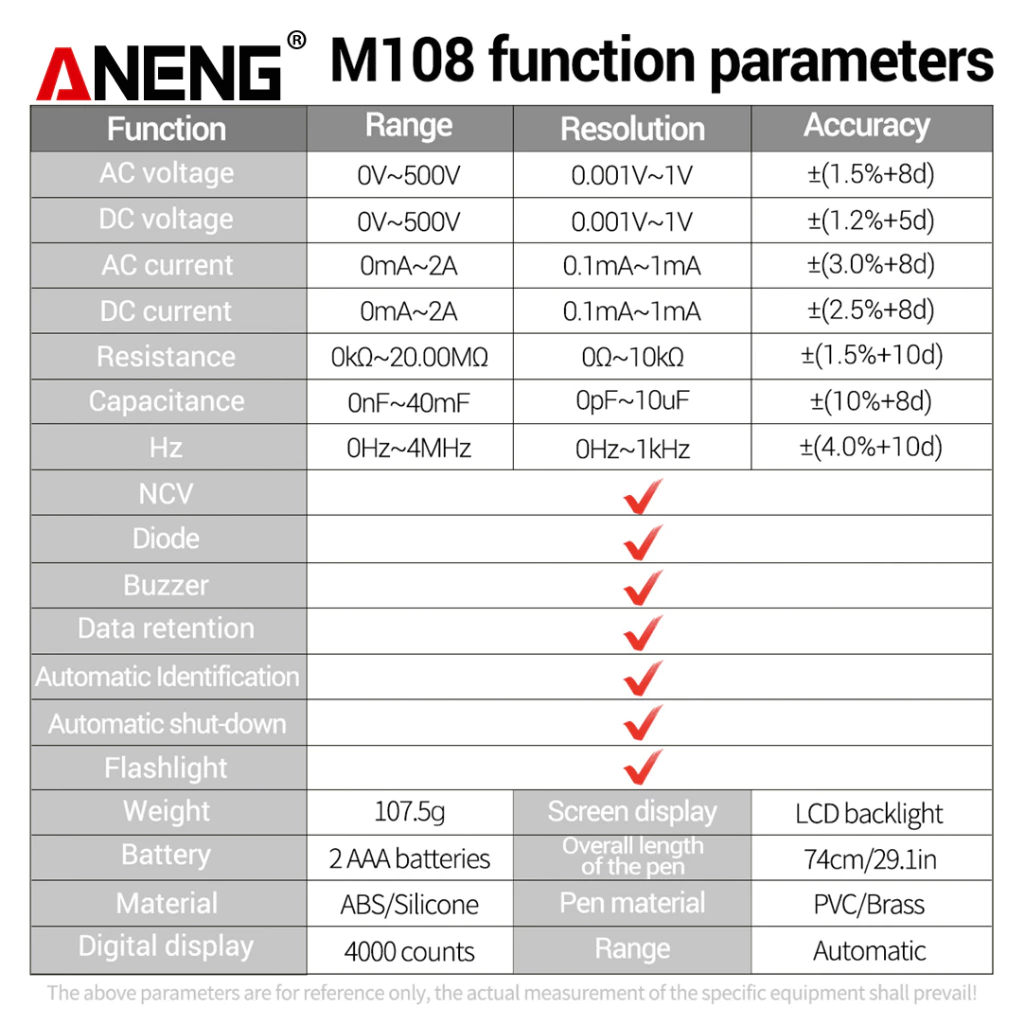 Aneng M108 Mini Digital - BOXALOTA