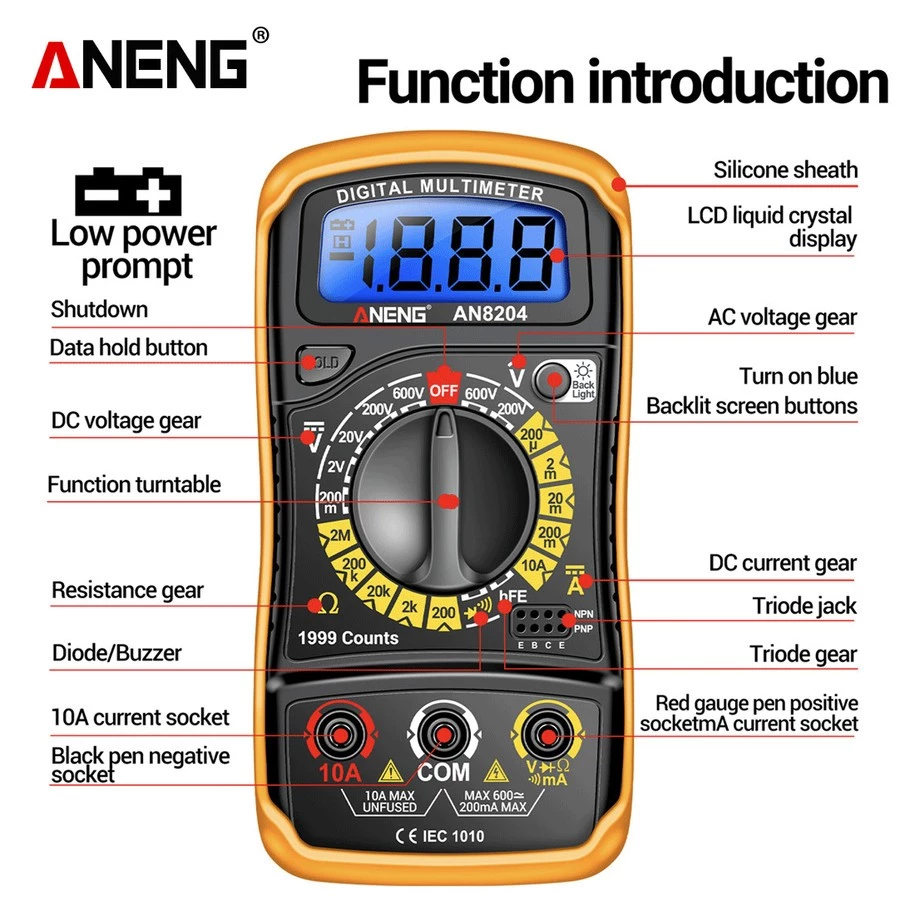 Aneng AN8204 is a high-precision digital multimeter - BOXALOTA